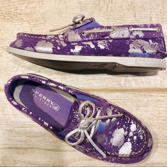 Sperry Other - Purple Sperry Topsiders Silver Splatter, Like New KIDS